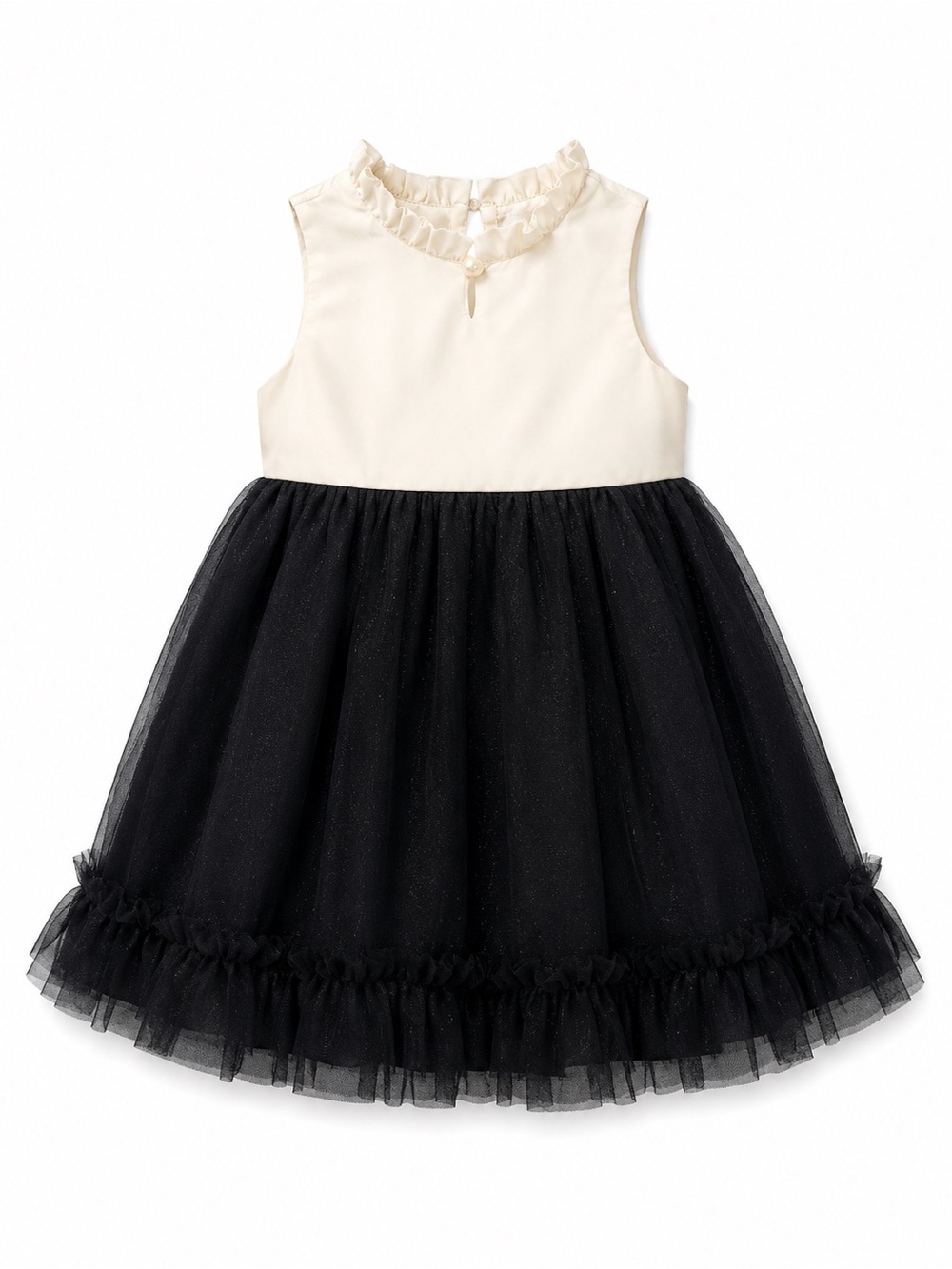 Janie and Jack Cream Bodice with Black Tulle Party Dress